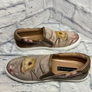 Loafers Velour Slip Ons STEVE MADDEN TATUM SEQUINS EMBROIDERED Brown Size 8
